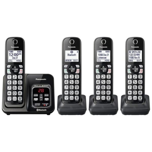 ectq2ch49x170b_0 jpg - Telefone sem Fio, com Bluetooth e secretária eletrônica, 4 unidades, preto, PANASONIC KX TGD564M, Preto