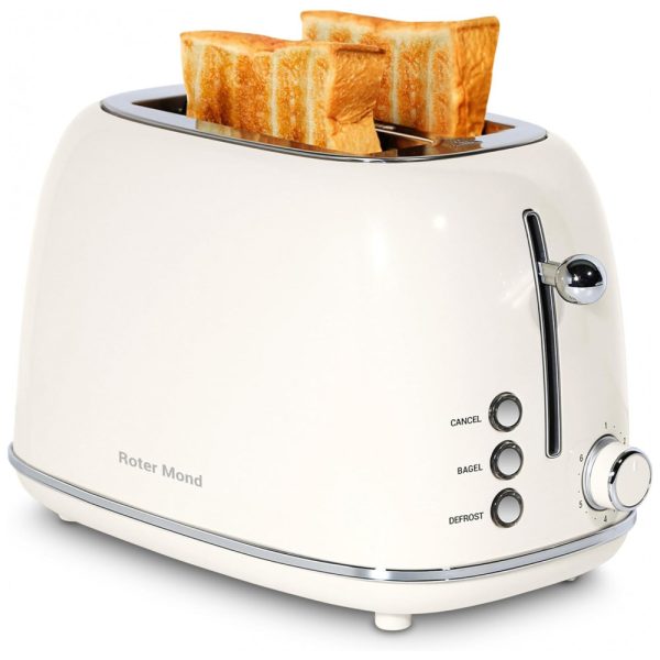 ectq2g5dwzgc0b_0-2 jpg - Torradeira Elétrica Retrô 2 Fatias em Aço Inoxidável com 6 Níveis de Tostagem e Bandeja de Migalhas Removível, 825W, Roter Mond, Creme