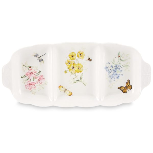 ectq2n8e21500b_0 jpg - Travessa de 24 cm com 3 Divisórias, Formato Retangular e Material de Porcelana, Lenox 820584, Branca Colorida