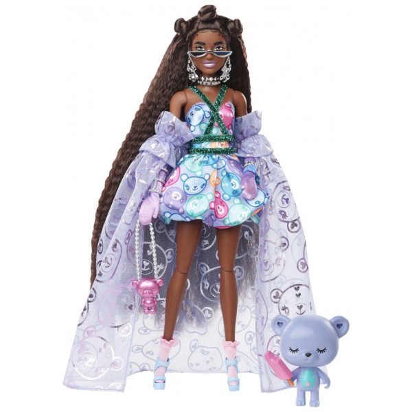 ectq2vm3smn90b_0 jpg - Boneca Barbie Extravagante com Vestido Estampada e Pet de Estimação