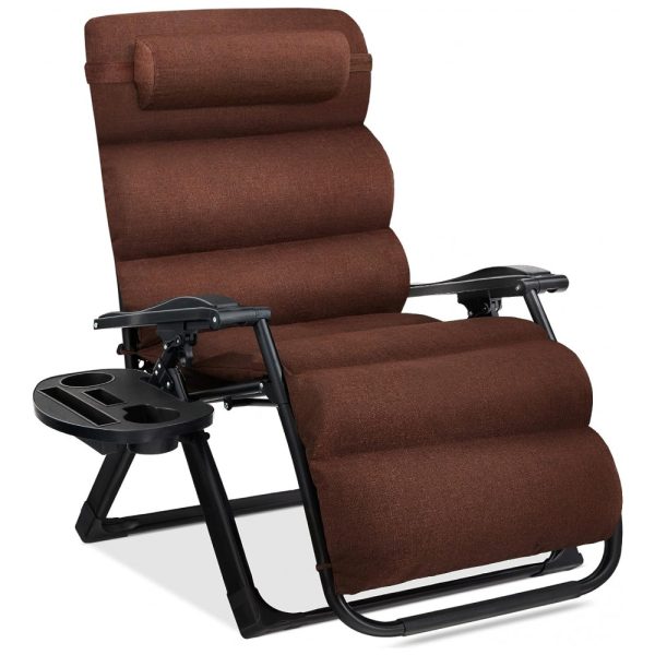 ectq2xcj1b2c0b_0 jpg - Cadeira Reclinável Ajustável Gravidade Zero com Mesa Lateral e Almofada Removível, Best Choice Products, Marrom