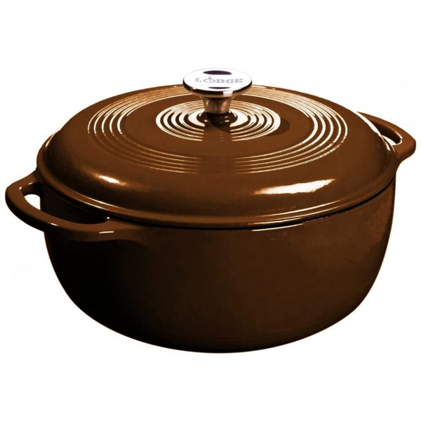 ectq34jpzk690b_0 jpg - Panela de Ferro Fundido 6 Litros Forno Holandês Esmaltado e Antiaderente, LODGE EC6D81, Marrom