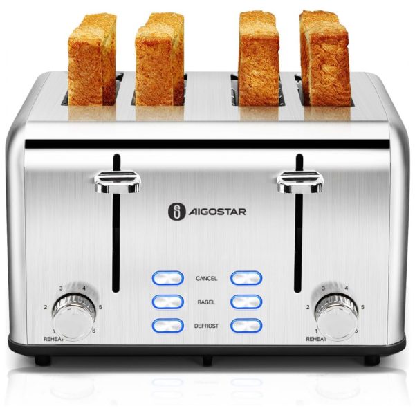 ectq3ljssp790b_0-1 jpg - Torradeira de aço inoxidável de 4 fatias largas com bagel bandeja de migalhas removível, 1550W, AIGOSTAR Toaster