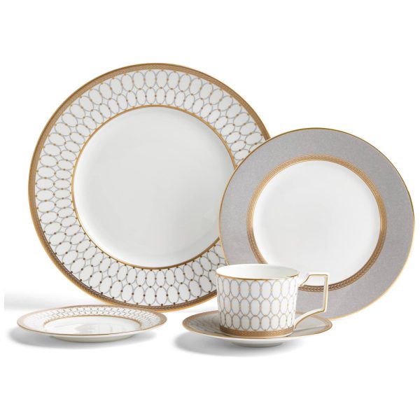 ectq4dqdbwmb0b_0 jpg - Conjunto de Aparelho de Jantar em Alta Qualidade e Elegância com 5 Peças e Material de Porcelana, Wedgwood 1065319, Branco, Cinza e Detalhes em Dourado