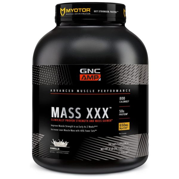 ectq4k7l1d190b_0 jpg - GNC AMP Mass XXX Suplemento para Ganho de Massa Muscular, 6 Libras Vanilla Proteína, Carboidratos e Calorias para Hipertrofia