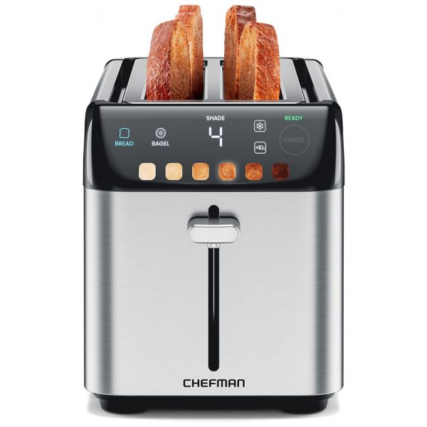 ectq54kc3c7b0b_0-1 jpg - Torradeira Inteligente de 4 Fatias com 6 Configurações de Tostagem e Painel Digital, 110V 1500W, Chefman, Prata