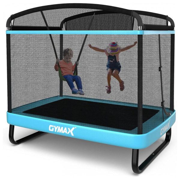 ectq5zhxy8990b_0-1 jpg - GYMAX Cama Elastica Infantil com Diâmetro , Rede de Proteção e Balanço para até 100 kg, Laranja