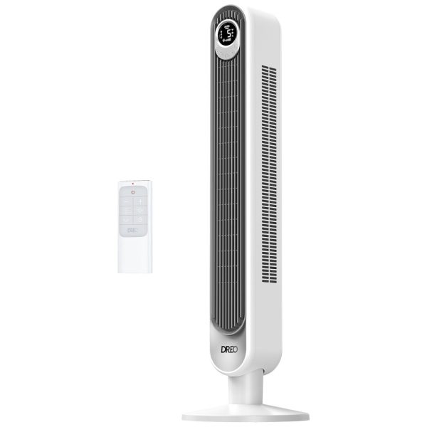 ectq613fj35d0b_0-1 jpg - Ventilador de Torre Sem Lâminas com 4 Modos, 6 Velocidades, Silencioso, Temporizador de 12H, Display LED, Controle Remoto, 110V, Dreo, Branco