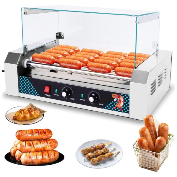 ectq6bs7mqfc0b_0 jpg - Máquina de Cachorro Quente até 24 Salsichas com Controle de Temperatura Dupla, Capa Protetora Contra Poeira, Prateleira Removível e Bandeja de Gotejamento, 110V 910W, Fredeer, Prata