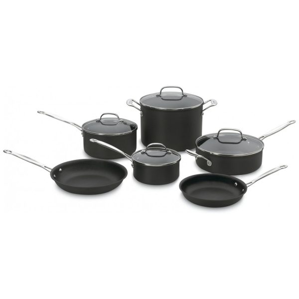 ectq6i5ol1000b_0 jpg - Conjunto de Panelas e Frigideira Antiaderente, 10 Peças em Aço Anodizado, Cuisinart 66 10 Chefs Classic