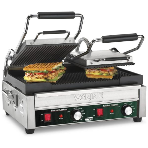 ectq6lvx1m100b_0 jpg - Grill Elétrico em Aço Inoxidável com Bandeja Coletora Removível e Controle de Temperatura, 240V 3200W, Waring WPG300, Prata