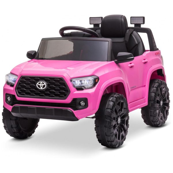 ectq6pb1g5bc0b_0 jpg - Carro Elétrico Infantil Toyota Tacoma a Bateria 12V com MP3, Luzes LED e Suspensão, Kidzone, Rosa