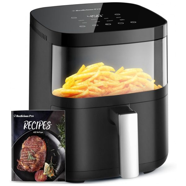 ectq6xhyypgc0b_0 jpg - Fritadeira Elétrica Airfryer 8 em 1, 3,7L com Janela de Visualização, Painel Digital e Cesto Antiaderente Adequado de 2 a 4 Pessoas, 110V 1550W, Beelicious, Preta