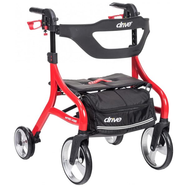 ectq6zjkvwzb0b_0-1 jpg - Andador para Idoso Dobrável até 160kg com Assento, Leve e Rodas Grandes, Drive Medical Pequeno, Vermelho