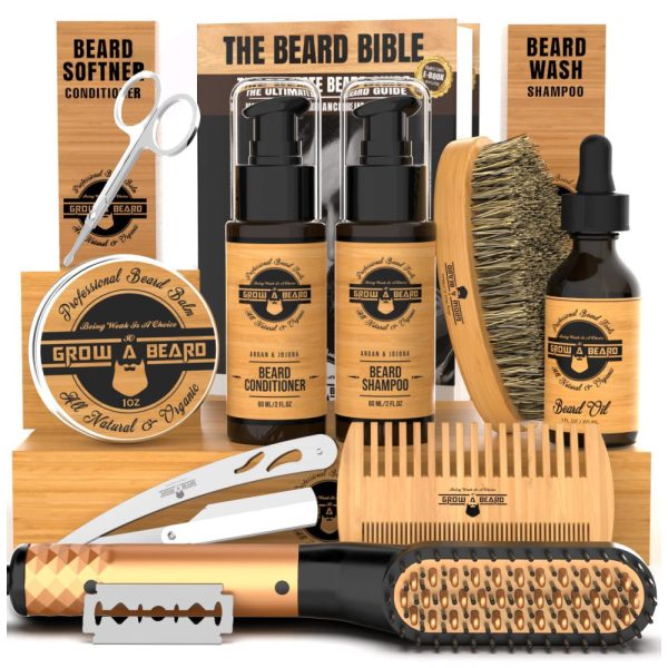 ectq7dn57vq80b_0 jpg - GROW ALPHA BEARD Kit para Barba Profissional Portátil com Cera e Pente, 10 Itens