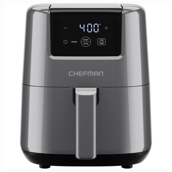 ectq7x5qhnvc0b_0-2 jpg - Mini Air Fryer 1,8L com Temporizador Digital, Lembrete de Agitação, Cesto Antiaderente e Lavável na Máquina de Lavar Louças, 110V 900W, Chefman, Cinza