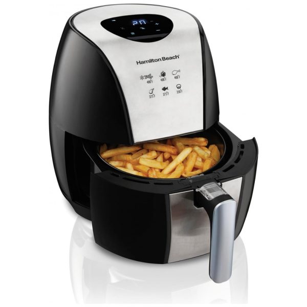 ectq8dn6w6x70b_0 jpg - Fritadeira Elétrica AirFryer 3L com 6 Predefinições e Painel de Controle Digital, 1500W, 110V, HAMILTON BEACH 35065, Preto