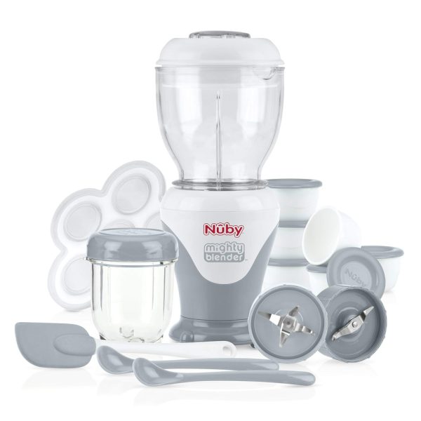 ectq8kbg84k80b_0 jpg - Mighty Liquidificador Ideal para Comidas de Bebê com Livro de Receitas 22 PCS, NUBY 5685, Cinza