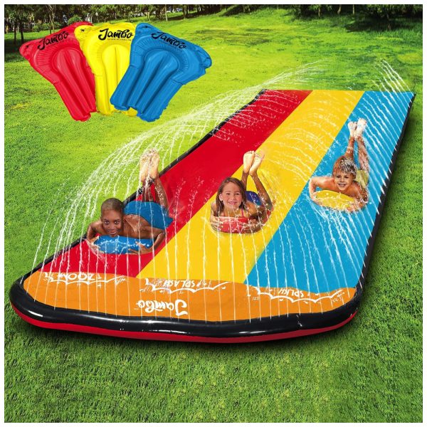 ectq9gqvd1g80b_0 jpg - Parque Aquático Inflável 4,8 Metros com 3 Bodyboards e Sistema de Aspersão de Água de 3 Vias para Crianças, Jambo, Colorido