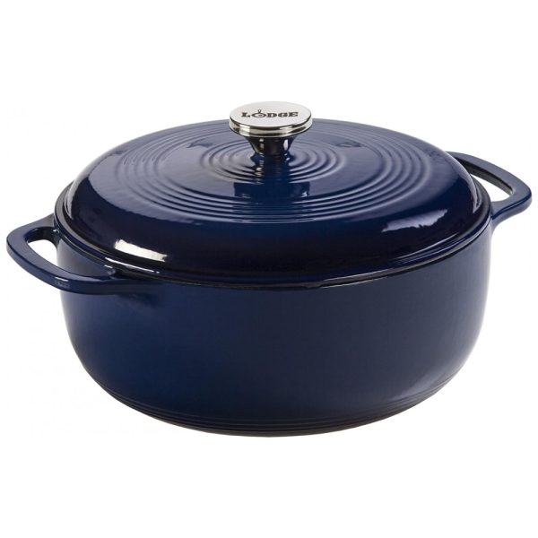 ectq9s2944670b_0 jpg - Panela de Ferro Fundido 6 Litros Forno Holandês Esmaltado e Antiaderente, LODGE EC6D32, Azul Marinho