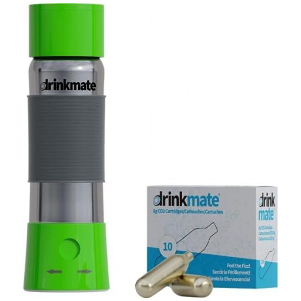 ectqbm8wkj7c0b_0 jpg - Garrafa de Água Carbonatada com 10 Carregadores de CO2 de 8g, DrinkMate, Verde