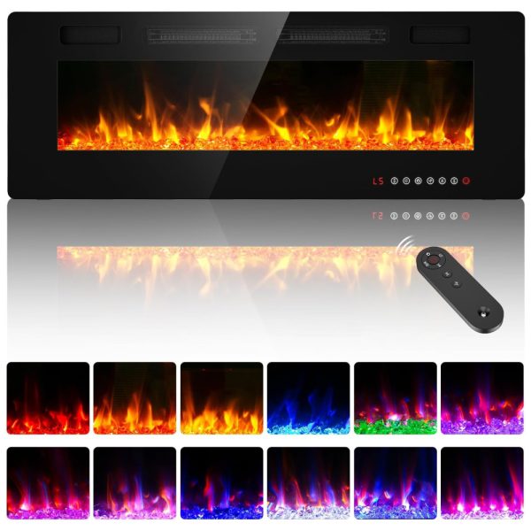 ectqcjrkkldb0b_0-2 jpg - Lareira Elétrica BREEZEHEAT 152 cm, Montada na Parede Independente, com Aquecedor, Controle Remoto, Tela Touch, Chama LED, Timer 8h, 750w 1500w.