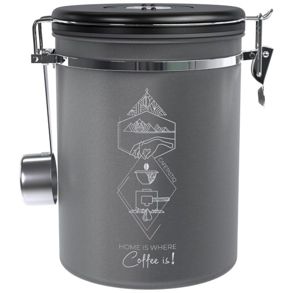 ectqd7xtrgz70b_0 jpg - CafetastiQ Pote Hermético 1,2L em Aço Inoxidável com Colher Medidora, Cinza