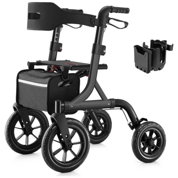 ectqdxb9mssc0b_0 jpg - Andador Dobrável para Idosos com Assento, Ajuste de Altura e Rodas Grandes, MAXWALK, Preto