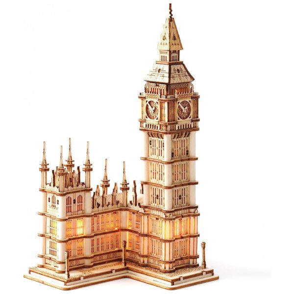 ectqfc98xw990b_0 jpg - Quebra Cabeças 3D Arquitetura Big Ben com Led para Crianças e Adultos, 220 Peças, ROLIFE, Marrom