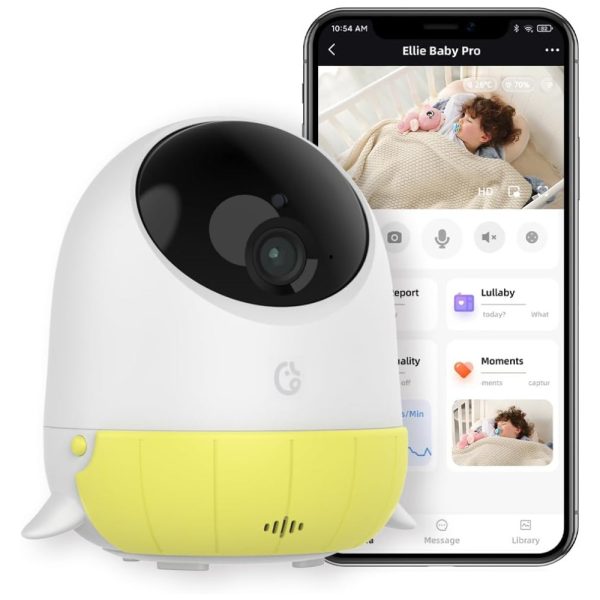 ectqfkc5mmhc0b_0 jpg - Monitor de Bebê Ellie com Câmera 2K HD, Áudio e Alerta de Rosto Coberto, Tecnologia AI Cry e Canção de Ninar Relaxante, Ellie Baby Pro, Amarelo