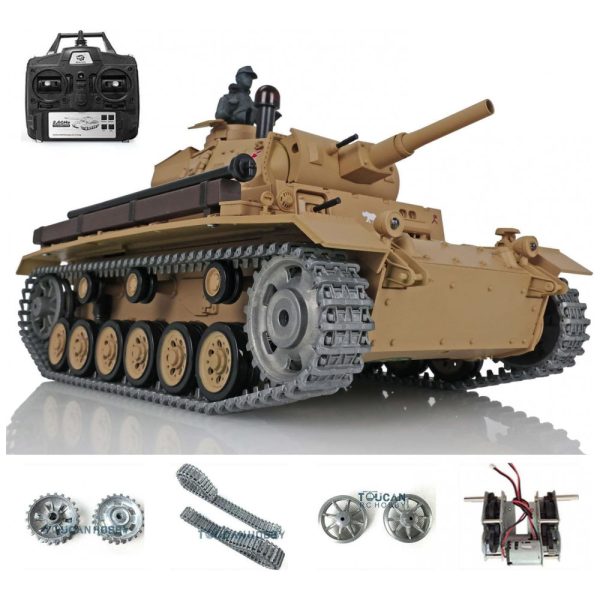 ectqfl8gslbc0b_0-1 jpg - Tanque German Panzer III H RTR de Controle Remoto com Torre Giratória para Adultos, Wheelfun