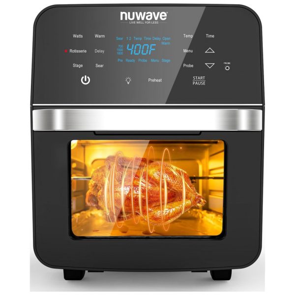 ectqgl7rc3580b_0 jpg - Fritadeira Elétrica AirFryer, Capacidade 15L com Painel Digital, 110V 1800W, NUWAVE Brio, Preto