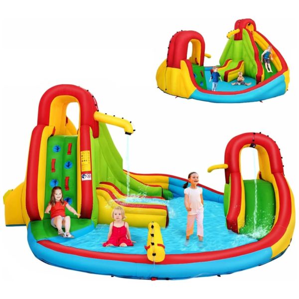 ectqgz15b7s70b_0-1 jpg - Parque Aquático Inflável até 160 kg com 2 Escorregadores, Parede de Escalada e Piscina Grande para Crianças e Adultos, Costzon, Colorido