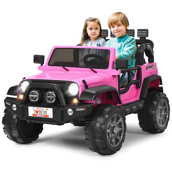 ectqjcnx2tf90b_0 jpg - Carro Elétrico Infantil Off Road a Bateria 12V com Luz LED, Músicas, Suspensão de Mola, 3 Velocidades, HONEY JOY, Rosa