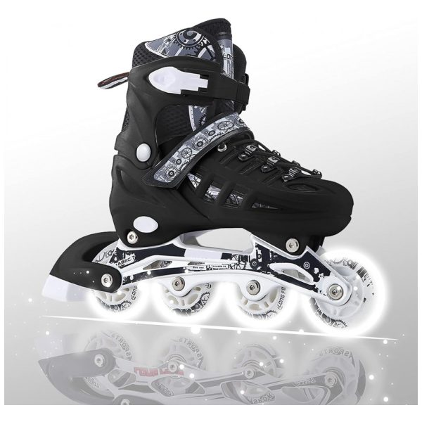 ectqjvsqksc80b_0-2 jpg - Patins Regulável para Crianças e Adultos com 4 Rodas Iluminadas, Tam BR 38 a 41, MITEELO, Preto