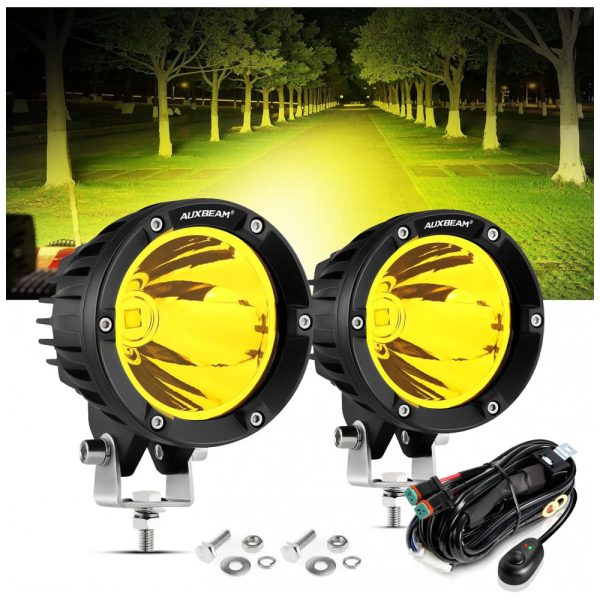 ectqjzw833390b_0 jpg - Farol de Milha LED Offroad com 3600 Lúmens e Luz Amarela 32V, 72W, 2Un, Auxbeam, Preto