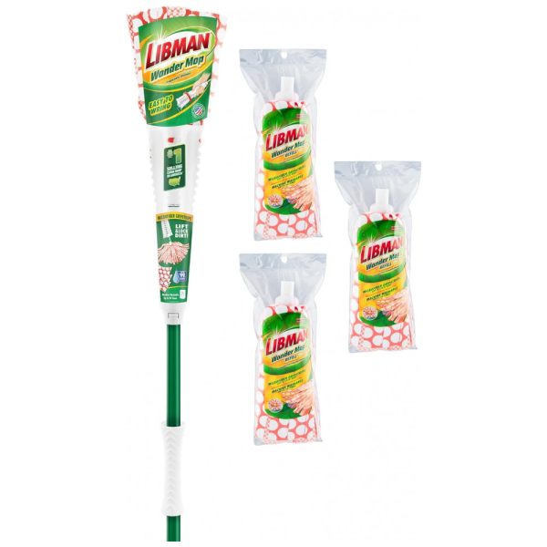 ectqk33c9gd70b_0 jpg - Kit Mop Esfregão para Limpeza Pesa com 3 Refis Extras Laváveis, Libman