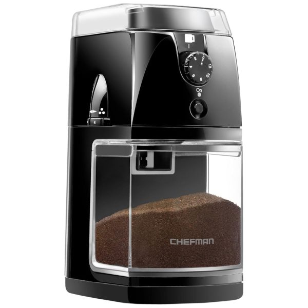 ectqk8rfbs770b_0 jpg - Moedor de Café 17 Níveis de Moagem até 100g Aço Inoxidável, 110W, 110v, CHEFMAN Coffee Grinder Electric Burr Mill , Preto