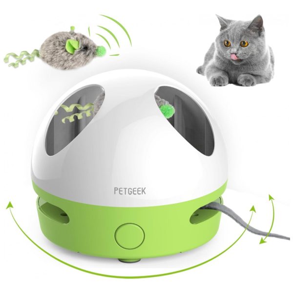 ectqkb7cftx70b_0-1 jpg - Brinquedo Toca de Rato Interativo e Automático para Gatos, PETGEEK C97015C, Verde