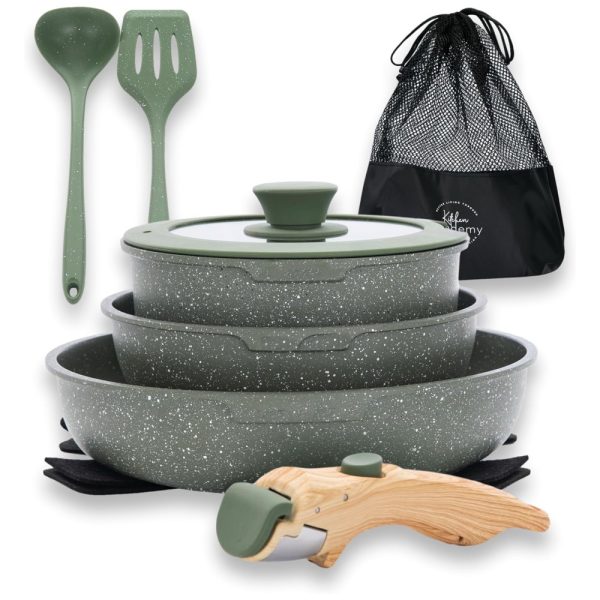 ectqkc1b7c1d0b_0-1 jpg - Jogo de Panelas e Frigideiras Antiaderentes, Material em Granito com 10 Peças, Cabo Removível e Utensílios de Cozinha, DishDelight, Verde