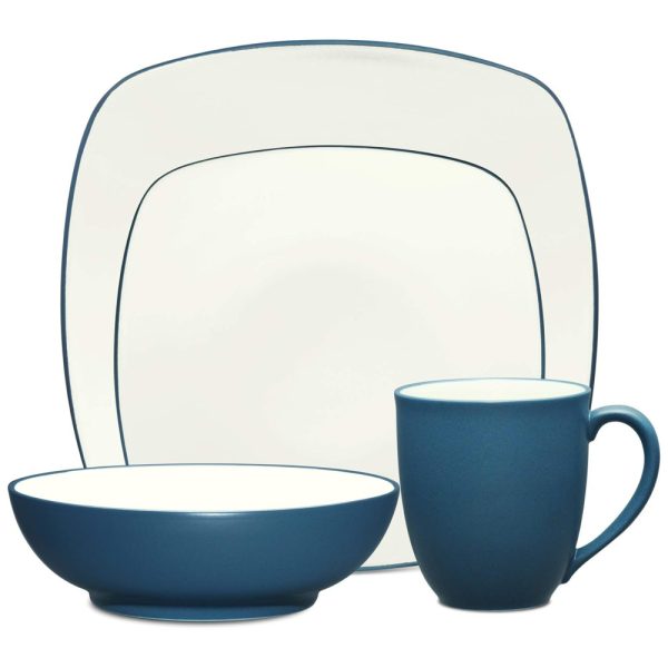 ectqkfqmz9300b_0 jpg - Aparelho de Jantar de Cerâmica Clássica e Durável para o Dia a Dia com 4 Peças, Formato Quadrado e Material de Cerâmica, Noritake 8484 04P, Azul