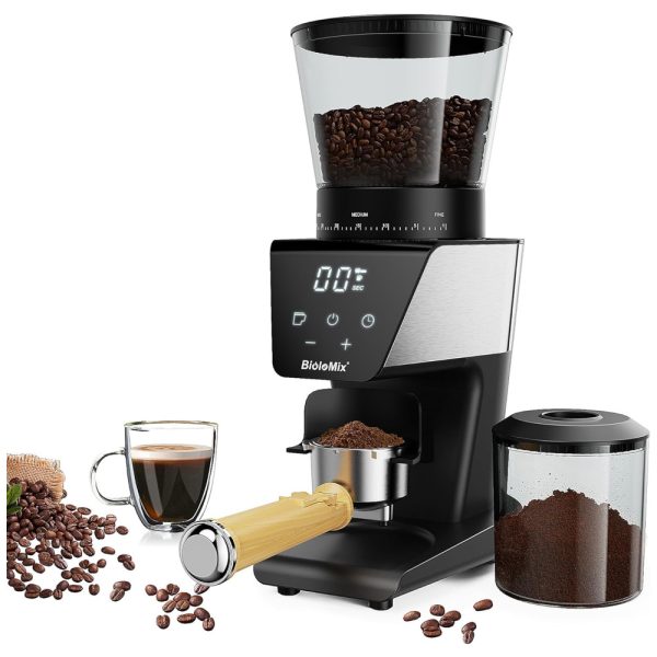 ectqkkyhshkc0b_0 jpg - Moedor de Café Elétrico até 12 xícaras com Rebarba Cônica, Painel Digital e 30 Configurações de Moagem, 110V, Biolomix, Preto