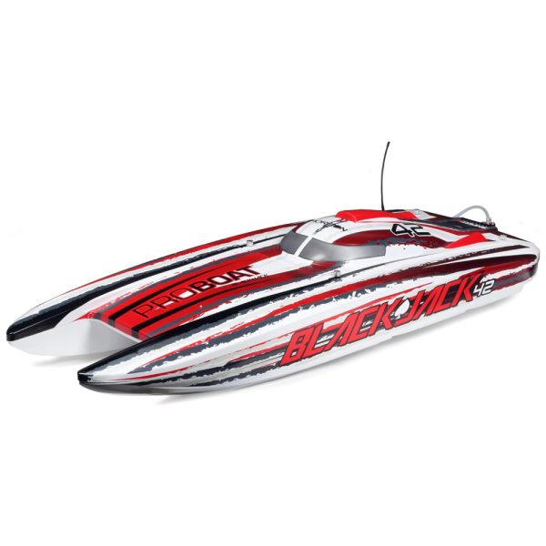 ectqktc5k9490b_0 jpg - Barco de Controle Remoto para Adultos, Tamanho 106 cm com Casco de Policarbonato Resistente a Impactos e Velocidade Máxima de 88 km h, Pro Boat, Branco e Vermelho