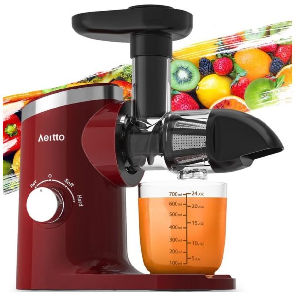 ectqkvlygcgc0b_0 jpg - Centrifuga de Frutas com 2 Velocidades, Fácil de Limpar, Inclui Livro de Receitas em Inglês, 110V 150W, Aeitto, Vermelha