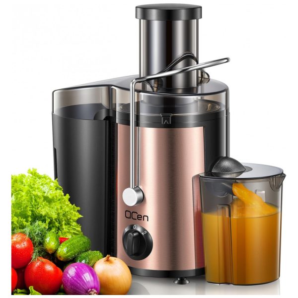 ectqkx29ytbc0b_0 jpg - Centrífuga de Frutas 500mL com Bocal de Alimentação Largo, 2 Velocidades e Proteção Contra o Superaquecimento, 500W,110v, Qcen, Ouro Rosa