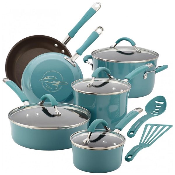 ectqkynnhyj00b_0 jpg - Conjunto de Panelas Antiaderentes e Utensílios, 12 Peças, RACHAEL RAY 16344, Azul