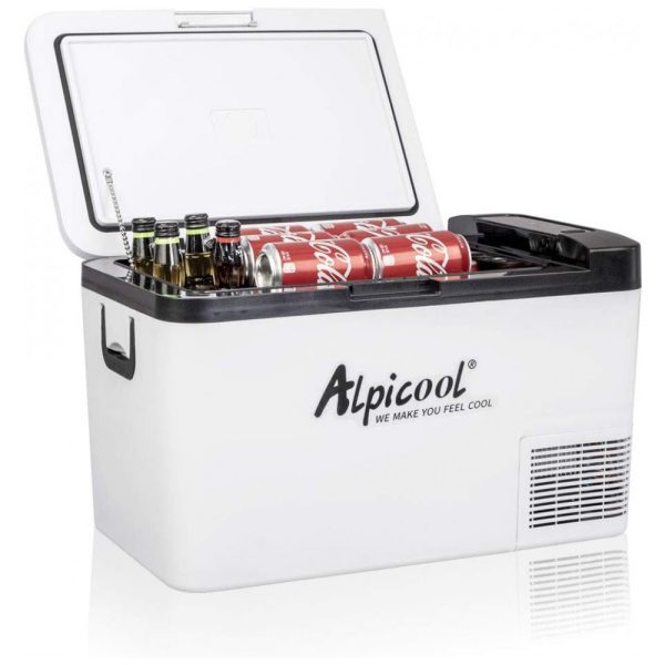 ectql12psw280b_0 jpg - Alpicool K25 Mini Geladeira Automotiva Portátil, DC 12 24V, Capacidade de 25L, branco