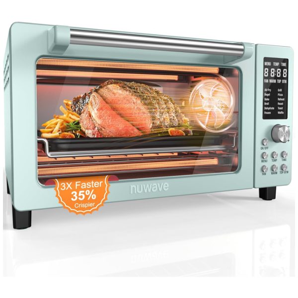 ectql28q4vjd0b_0 jpg - Forno Elétrico 12 em 1 com Capacidade de 19L, Material de Aço Inoxidável e Tela LCD, 110V 1800W, Nuwave, Verde