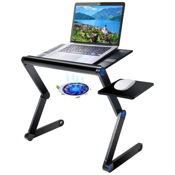 ectql7wvc8r70b_0-2 jpg - Suporte atualizado de alumínio para laptop, ajustável, com ventilador de resfriamento e mouse pad preta, ARMYTE, Preto