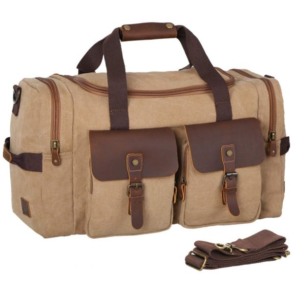 ectqlfq7dqh70b_0 jpg - Bolsa de Viagem de Couro e Lona, WOWBOX, Marrom